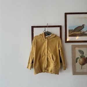 EUC Kate Quinn Mustard Ribbed Hooded Cardigan 3T